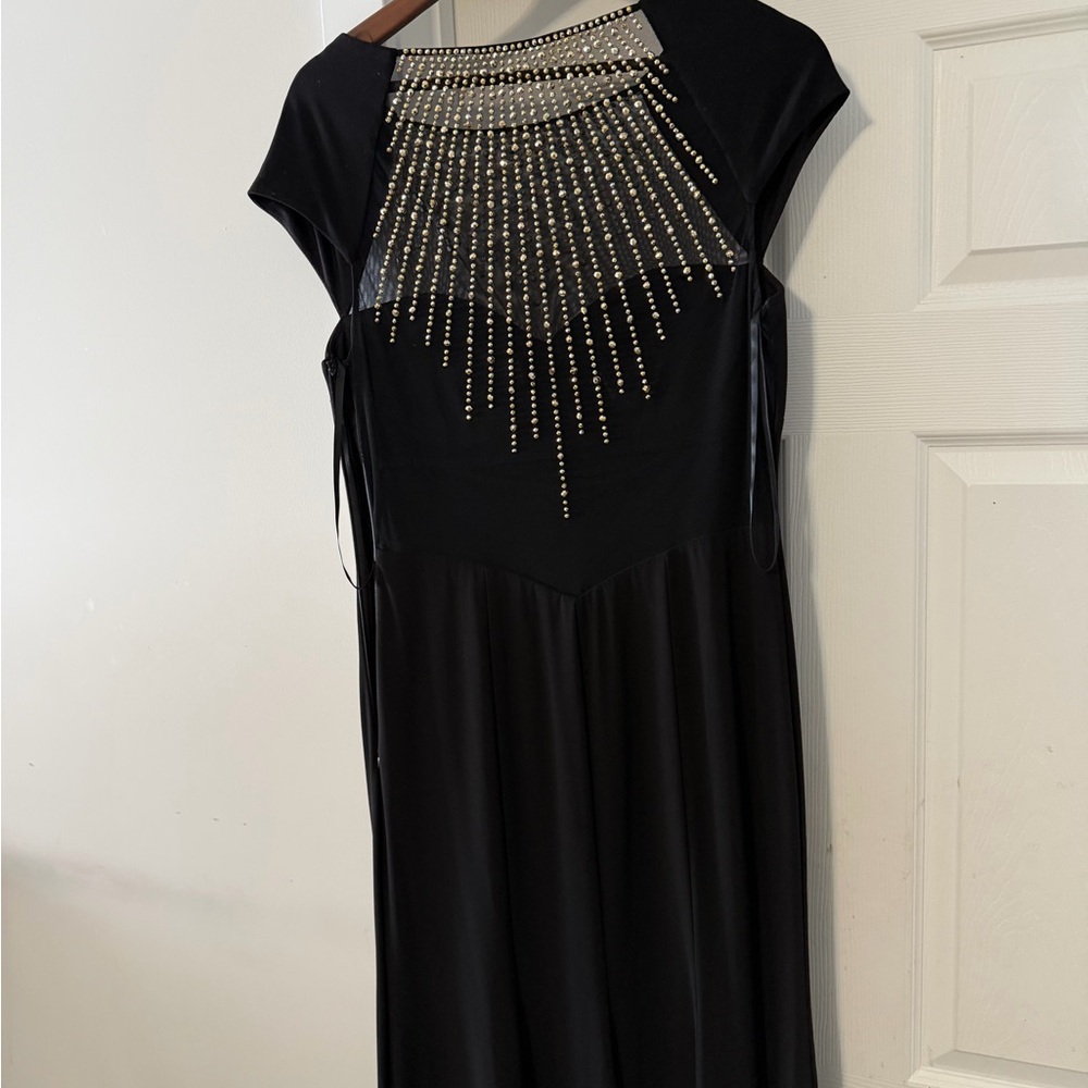 Lauren Ralph Lauren Black Maxi Dress with Gold Accents